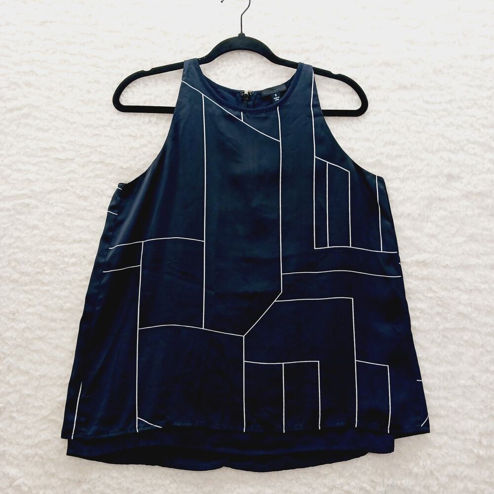 Blouse Black Gridline Modern Edgy Minimalist Workwear Y2K Urban Classic Size S